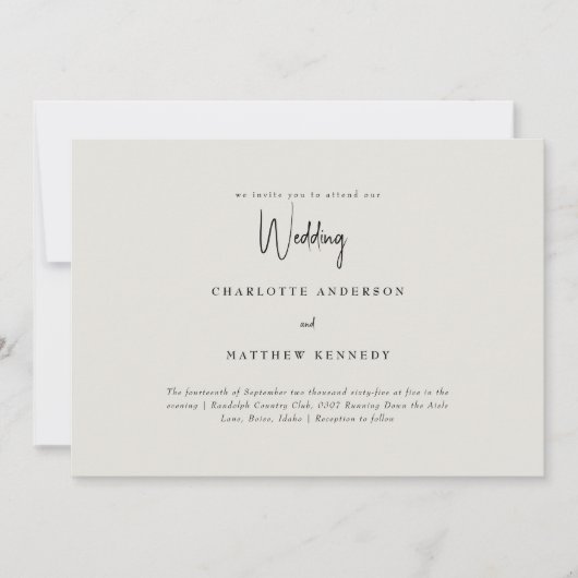 Eenvoudig ons Cream No Parents Wedding Kaart (Voorkant)