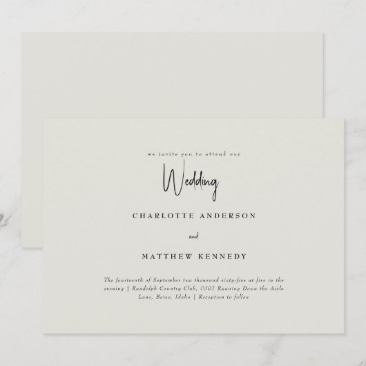 Eenvoudig ons Cream No Parents Wedding Kaart (Voorkant / Achterkant)