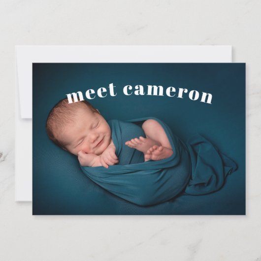 Eenvoudig Ontmoet Nieuwe Baby Jongen Geboorte Aankondiging (Voorkant)