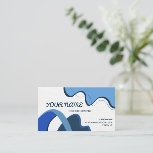 Eenvoudig ontwerp blauw sjabloon Visitekaartje (Staand voorkant)