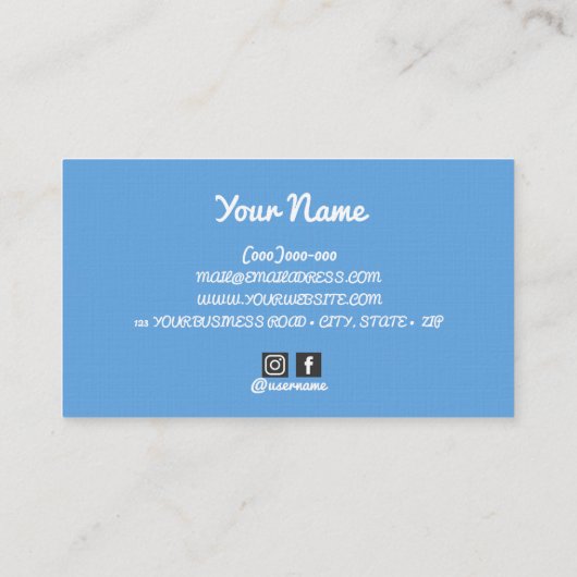 Eenvoudig ontwerp blauw sjabloon Visitekaartje (Achterkant)