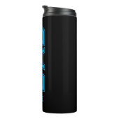 Eenvoudig Ontwerp Blauwe typografie Zwarte Achterg Thermosbeker (Geroteerd rechts)
