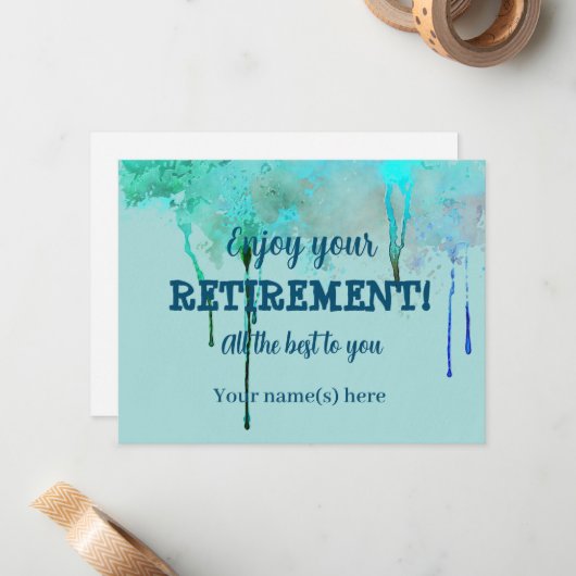 Eenvoudig ontwerp - Blauwgroen aftredingsstappen W Notitiekaartje (Voorkant / Achterkant in situ)