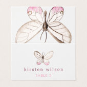 Eenvoudig ontwerp Blush Vlinder Vouw Plaatskaart Visitekaartje (Buitenkant ongevouwen)