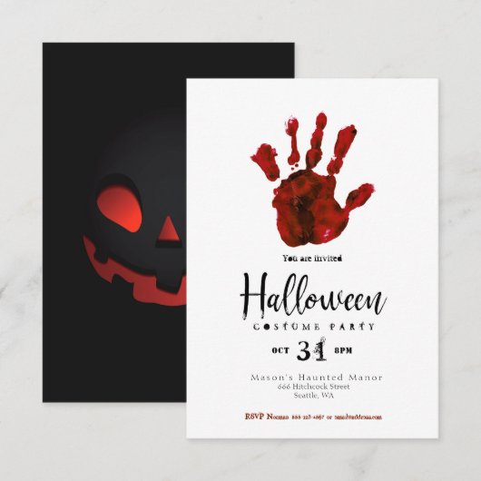 Eenvoudig ontwerp: handmatige handmatige halloween kaart (Voorkant / Achterkant)