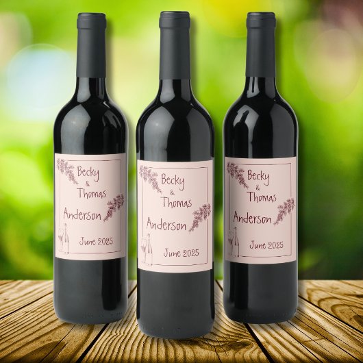 Eenvoudig ontwerp met drie namen wijn etiket