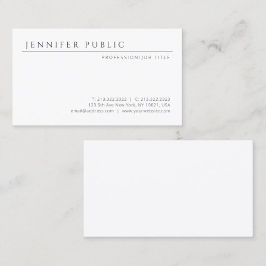 Eenvoudig ontwerp Moderne Elegante Minimalistische Visitekaartje (Voorkant / Achterkant)