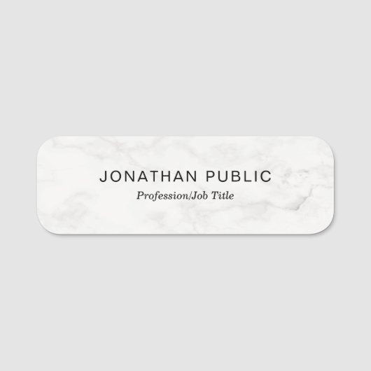 Eenvoudig ontwerp Plain Marble Sjabloon Modern afg Naamplaatje (Voorkant)