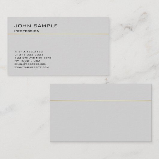 Eenvoudig ontwerp Professioneel Elegant Grijs Goud Visitekaartje (Voorkant / Achterkant)