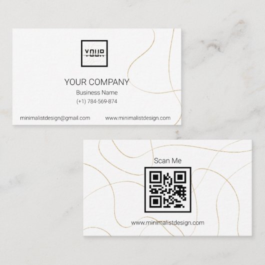 Eenvoudig ontwerp QR Code Professional Visitekaart Visitekaartje (Voorkant / Achterkant)