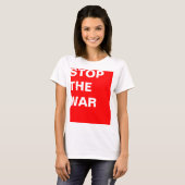 Eenvoudig ontwerp "rechthoek rood STOP DE OORLOG" T-shirt (Voorkant volledig)