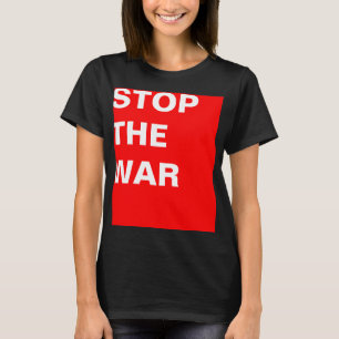 Eenvoudig ontwerp "rechthoekig rood STOP DE WAR" T-shirt