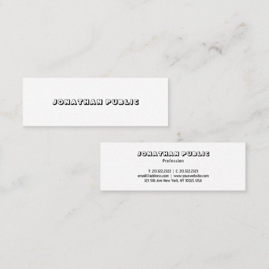 Eenvoudig ontwerp Sjabloon elegant minimalistisch  Mini Visitekaartje (Voorkant / Achterkant)