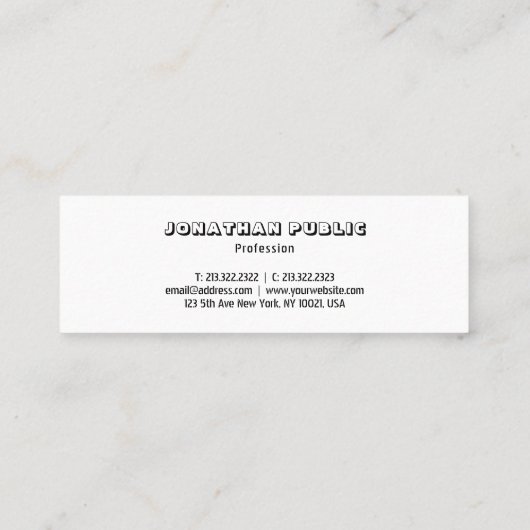 Eenvoudig ontwerp Sjabloon elegant minimalistisch  Mini Visitekaartje (Achterkant)