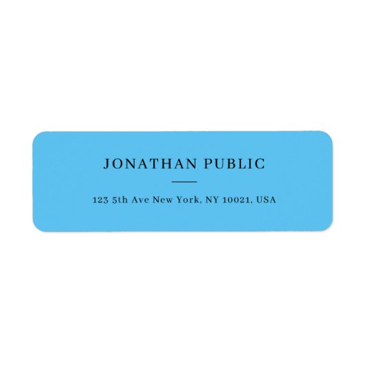 Eenvoudig ontwerp Sky Blue Sjabloon retouradres Etiket (Voorkant)