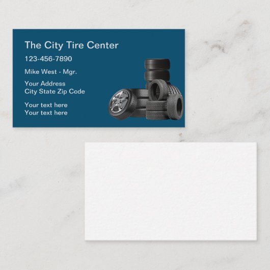 Eenvoudig ontwerp van bandenwinkel visitekaartje (Voorkant / Achterkant)