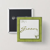 Eenvoudig ontwerp voor groene bruiloft vierkante button 5,1 cm (Voorkant /achterkant)