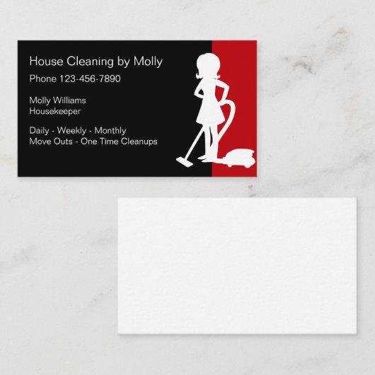 Eenvoudig ontwerp voor het schoonmaken van het hui visitekaartje (Voorkant / Achterkant)