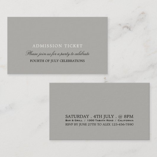 Eenvoudig ontwerptoelatingstabel informatiekaartje (Voorkant / Achterkant)