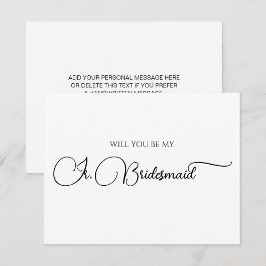 Eenvoudig ontwerpvoorstel voor Junior Bridesmaid Notitiekaartje (Voorkant / Achterkant)