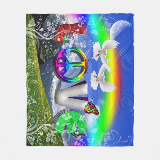 Eenvoudig ontworpen Surreal Peace and Love Art Fleece Deken (Voorkant)