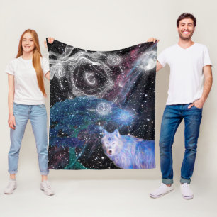 Eenvoudig ontworpen Surreal Wolf Art Fleece Deken