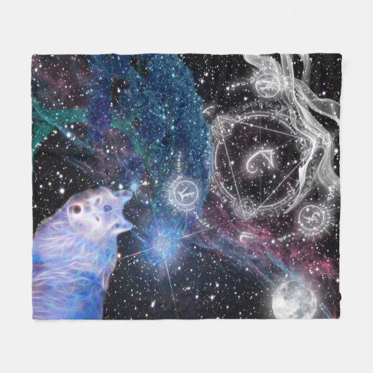 Eenvoudig ontworpen Surreal Wolf Art Fleece Deken (Voorkant (Horizontaal))