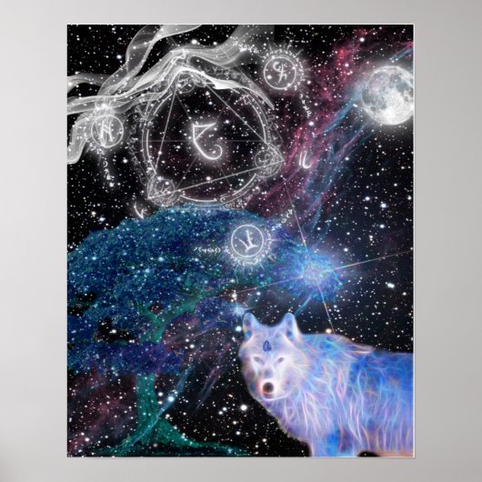 Eenvoudig ontworpen Surreal Wolf Art Poster (Voorkant)