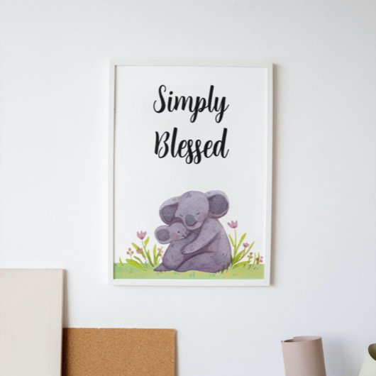 Eenvoudig ontzegde Waterverf Koala Beer Nursery Poster