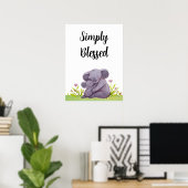 Eenvoudig ontzegde Waterverf Koala Beer Nursery Poster (Thuiskantoor)