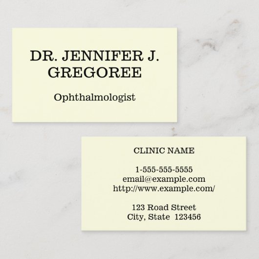 Eenvoudig oogheelkundig Visitekaartje (Voorkant / Achterkant)