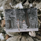 Eenvoudig ooit na bruiloft foto feestdagenkaart