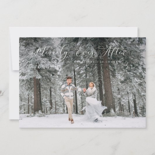 Eenvoudig ooit na bruiloft foto feestdagenkaart (Voorkant)