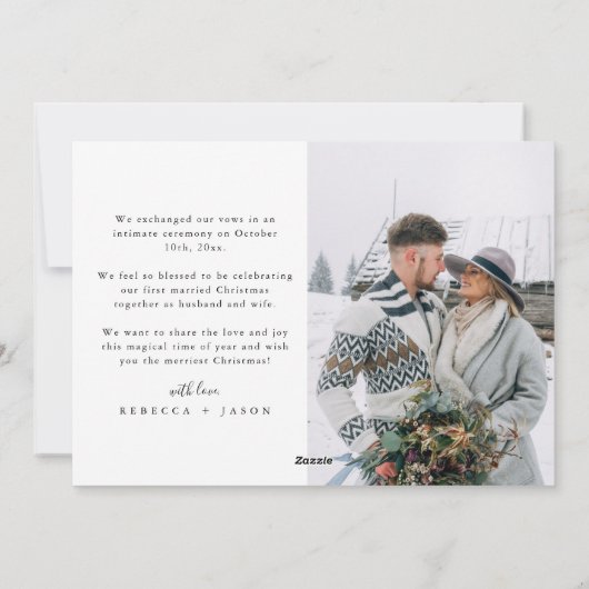 Eenvoudig ooit na bruiloft foto feestdagenkaart (Achterkant)