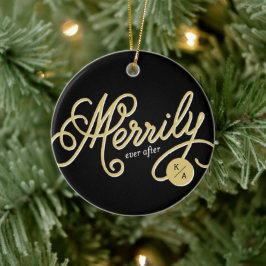Eenvoudig Ooit na Curve Script-fotokerst Keramisch Ornament