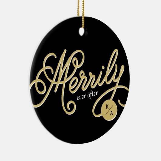 Eenvoudig Ooit na Curve Script-fotokerst Keramisch Ornament (Rechts)