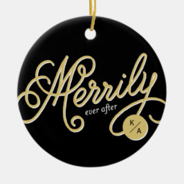 Eenvoudig Ooit na Curve Script-fotokerst Keramisch Ornament