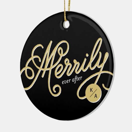 Eenvoudig Ooit na Curve Script-fotokerst Keramisch Ornament (Links)