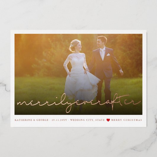 Eenvoudig Ooit na de kerstfeestfoto van het script Folie Feestdagenkaart (Voorkant)