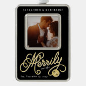 Eenvoudig ooit na de krullende kerstfoto verzilverd omlijst ornament (Voorkant)