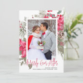 Eenvoudig ooit na de Rode Poinsettia-kerst Feestdagenkaart (Staand voorkant)