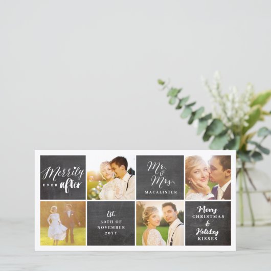 Eenvoudig ooit na een chromoardblok 4 Foto Feestdagenkaart (Staand voorkant)