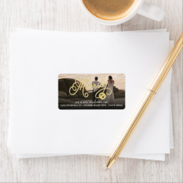 Eenvoudig ooit na Gold Curly Script Photo Address Etiket