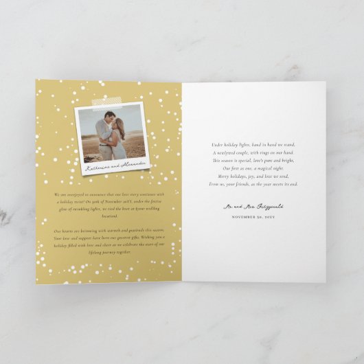 Eenvoudig ooit na gouden krullen foto-bruiloft feestdagen kaart (Binnen)