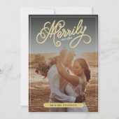 Eenvoudig ooit na gouden krullen foto-bruiloft feestdagenkaart (Voorkant)