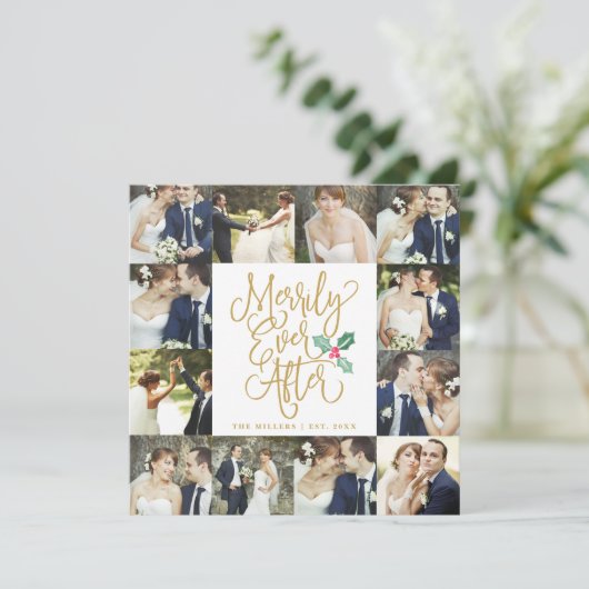 Eenvoudig ooit na huwelijksfeestdag 12-fotokaart kaart (Staand voorkant)