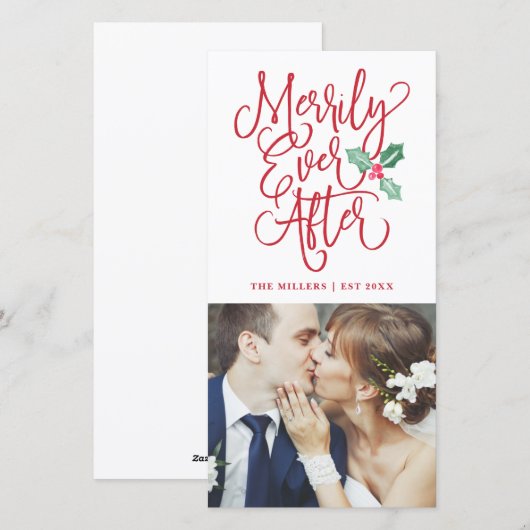 Eenvoudig ooit na huwelijksfeestdag Foto Feestdagenkaart (Voorkant / Achterkant)