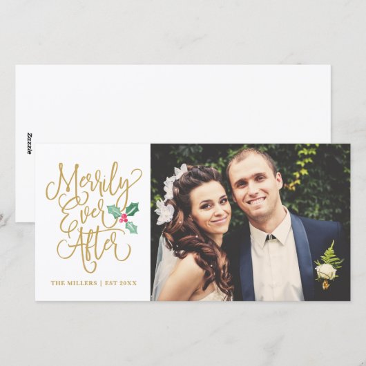 Eenvoudig ooit na huwelijksfeestdag Foto | Goud Feestdagenkaart (Voorkant / Achterkant)