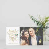 Eenvoudig ooit na huwelijksfeestdag Foto | Goud Feestdagenkaart (Staand voorkant)