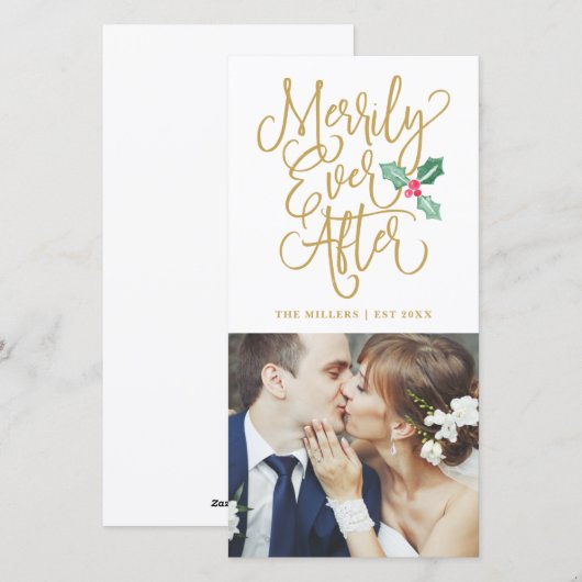 Eenvoudig ooit na huwelijksfeestdag Foto | Goud Feestdagenkaart (Voorkant / Achterkant)